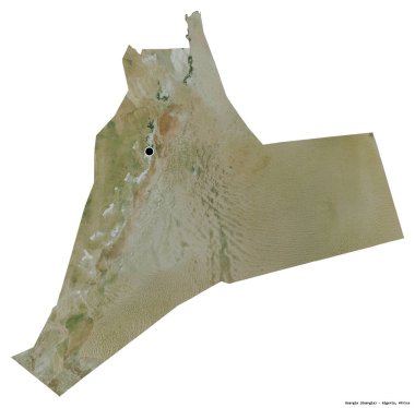 Cezayir 'in başkenti Ouargla' nın beyaz arka planda izole edilmiş hali. Uydu görüntüleri. 3B görüntüleme