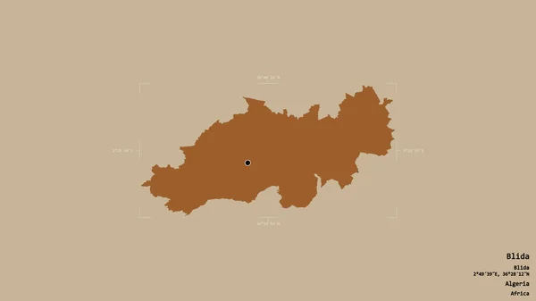 Oblast Blida Provincie Alžírsko Izolovaná Pevném Pozadí Georeferencované Hraniční Oblasti — Stock fotografie