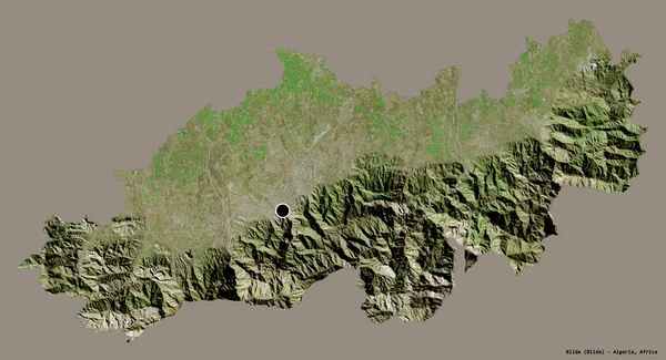 Forma Blida Província Argélia Com Sua Capital Isolada Fundo Cor — Fotografia de Stock