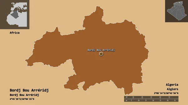 Shape Bordj Bou Arreridj Province Algeria Its Capital Distance Scale — Stock Photo, Image