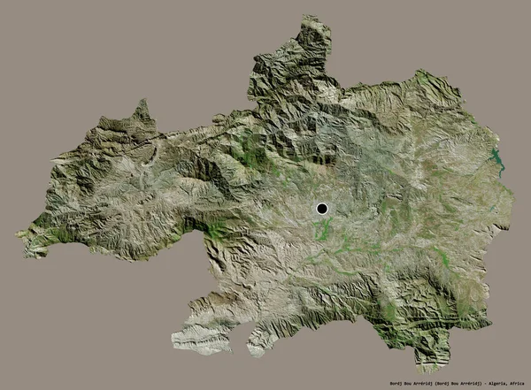 阿尔及利亚省Bordj Bou Arreridj的形状 其首都为单色背景 卫星图像 3D渲染 — 图库照片