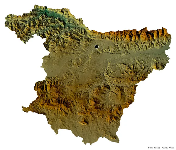 Форма Буиры Провинции Алжир Столицей Изолированной Белом Фоне Топографическая Карта — стоковое фото