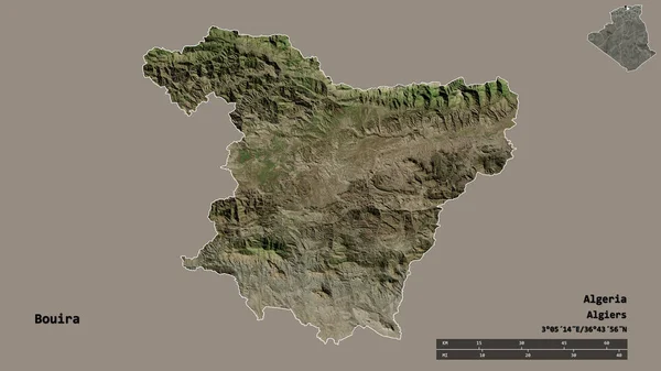 Forma Bouira Provincia Argelia Con Capital Aislada Sobre Fondo Sólido — Foto de Stock