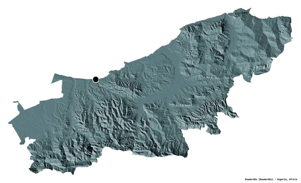 Forme Boumerdes Province Algérie Avec Capitale Isolée Sur Fond Blanc — Photo