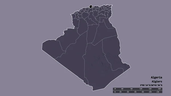 Afgebroken Vorm Van Algerije Met Haar Hoofdstad Belangrijkste Regionale Divisie — Stockfoto