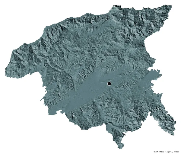 Форма Хлефа Провинции Алжир Столицей Изолированной Белом Фоне Цветная Карта — стоковое фото