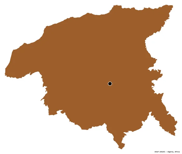 阿尔及利亚省Chlef的形状 其首都被白色背景隔离 图形纹理的组成 3D渲染 — 图库照片