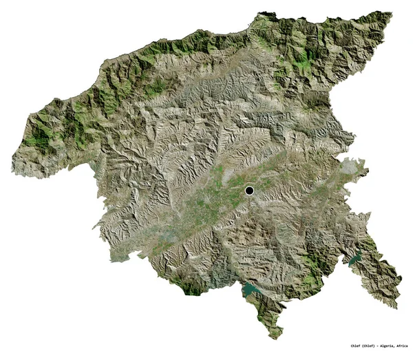 Forma Chlef Provincia Argelia Con Capital Aislada Sobre Fondo Blanco — Foto de Stock