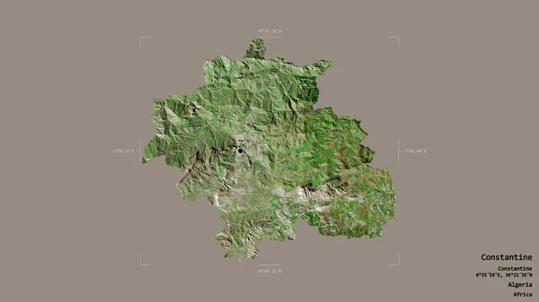 Area Constantine Province Algeria Isolated Solid Background Georeferenced Bounding Box — Stock Photo, Image