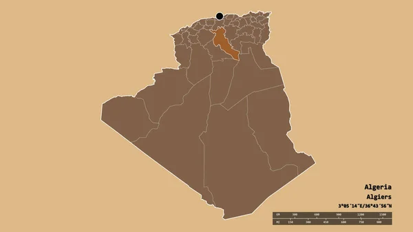 Forma Desnaturalizada Argelia Con Capital División Regional Principal Zona Separada — Foto de Stock