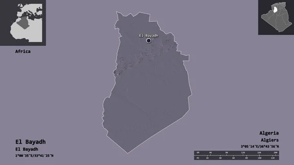 Forma Bayadh Província Argélia Sua Capital Escala Distância Previews Rótulos — Fotografia de Stock