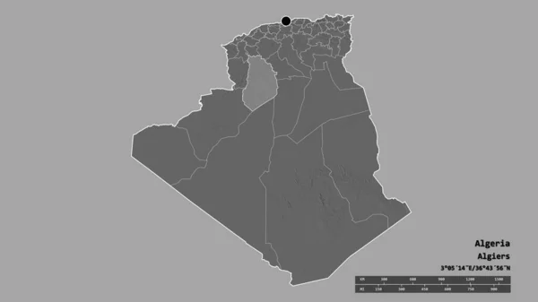 Обесцвеченная Форма Алжира Столицей Главным Региональным Делением Отделенным Районом Эль — стоковое фото