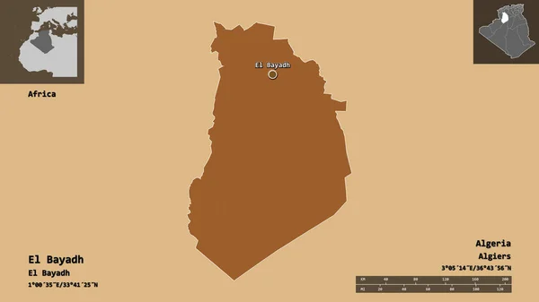 Forma Bayadh Provincia Argelia Capital Escala Distancia Vistas Previas Etiquetas — Foto de Stock