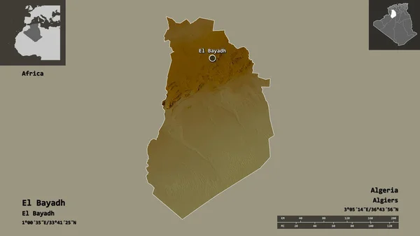 Forma Bayadh Província Argélia Sua Capital Escala Distância Previews Rótulos — Fotografia de Stock