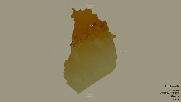 Området Bayadh Provinsen Algeriet Isolerat Solid Bakgrund Georefererad Avgränsningsbox Etiketter — Stockfoto