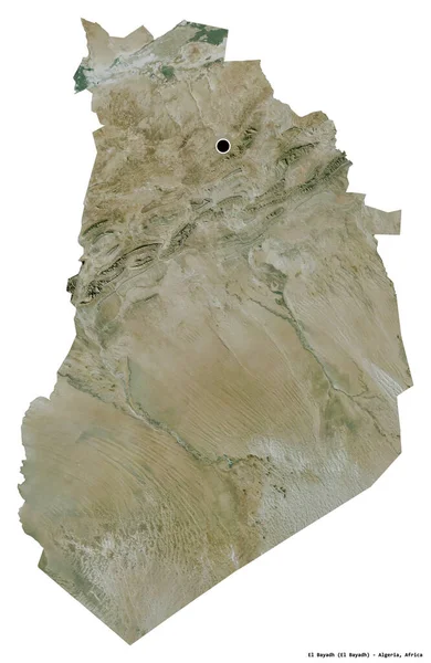 アルジェリアのエル バヤド州の形で 首都は白い背景に孤立しています 衛星画像 3Dレンダリング — ストック写真