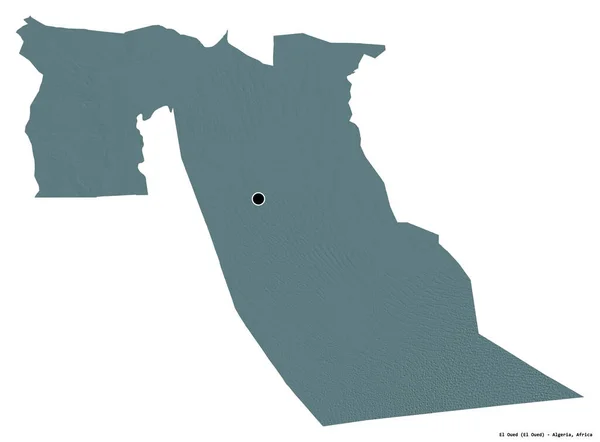 Kształt Oued Prowincji Algierii Stolicą Odizolowaną Białym Tle Kolorowa Mapa — Zdjęcie stockowe