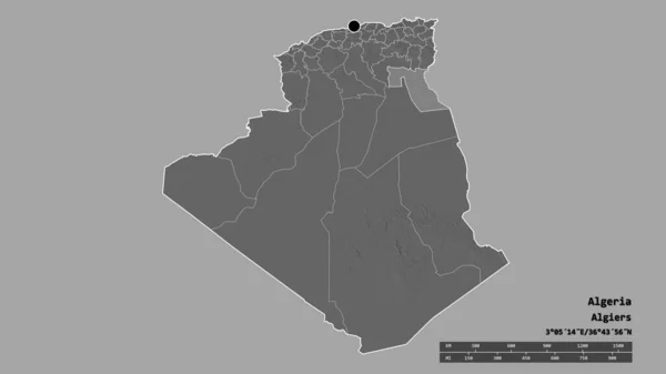 Обесцвеченная Форма Алжира Столицей Главным Региональным Делением Отделенной Зоной Эль — стоковое фото
