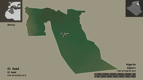 Form Von Oued Provinz Algerien Und Seiner Hauptstadt Entfernungsskala Vorschau — Stockfoto