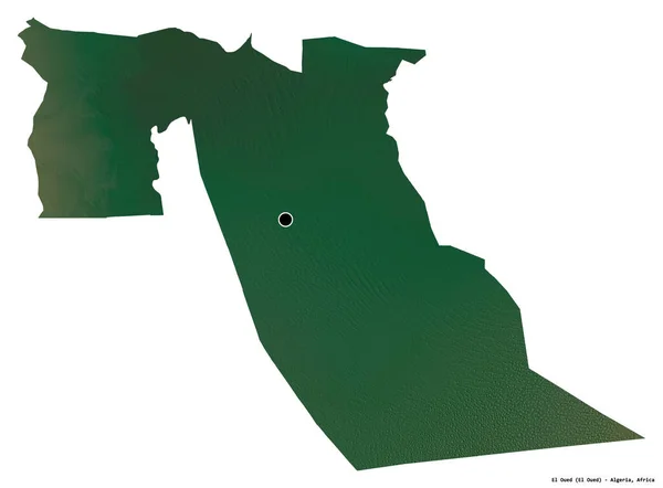 Oued Alakja Algéria Tartomány Fővárosát Fehér Háttérrel Elszigetelve Topográfiai Domborzati — Stock Fotó