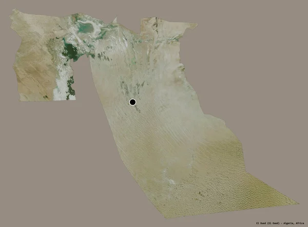 Alakja Oued Tartomány Algéria Tőke Elszigetelt Szilárd Színű Háttér Műholdas — Stock Fotó