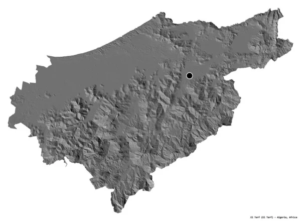 Forma Tarf Provincia Argelia Con Capital Aislada Sobre Fondo Blanco — Foto de Stock
