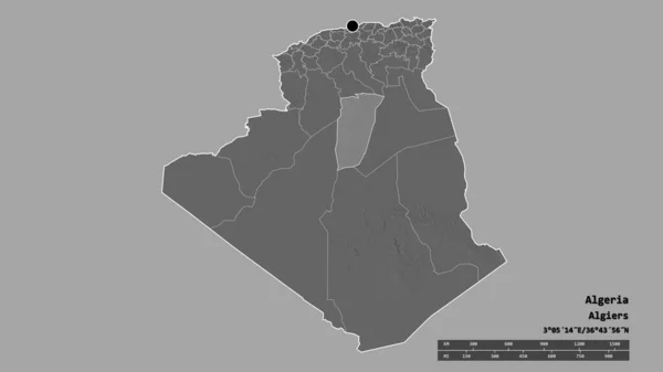 Обесцвеченная Форма Алжира Столицей Главным Региональным Разделением Отделенным Районом Гардайя — стоковое фото