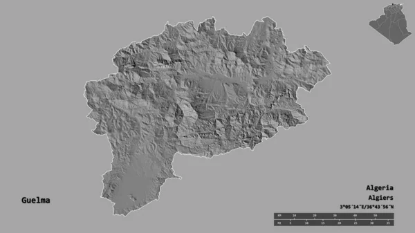 Forma Guelma Provincia Argelia Con Capital Aislada Sobre Fondo Sólido — Foto de Stock