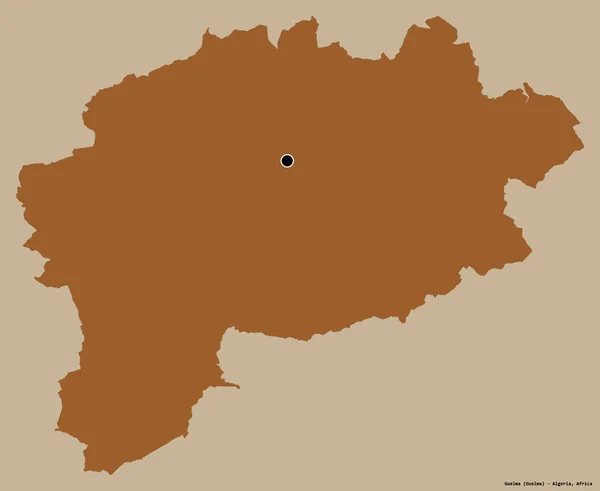 アルジェリアのゲルマ州の形で その首都はしっかりした色の背景に隔離されています パターン化されたテクスチャの構成 3Dレンダリング — ストック写真