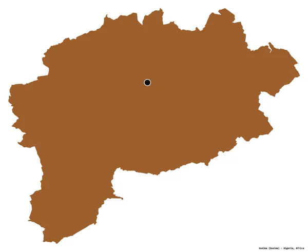 Forma Guelma Província Argélia Com Sua Capital Isolada Sobre Fundo — Fotografia de Stock