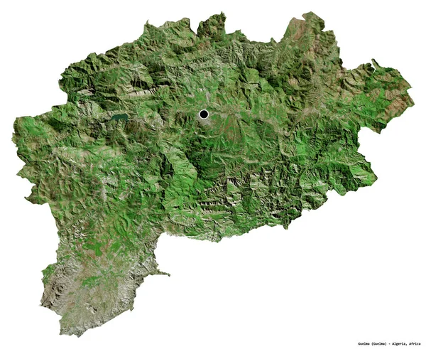 Tvar Guelmy Provincie Alžírsko Hlavním Městem Izolovaným Bílém Pozadí Satelitní — Stock fotografie