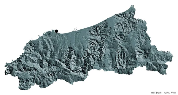 Cezayir Başkenti Jijel Beyaz Arka Planda Izole Edilmiş Hali Renkli — Stok fotoğraf