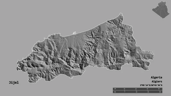 Forma Jijel Provincia Argelia Con Capital Aislada Sobre Fondo Sólido — Foto de Stock