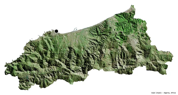 Forme Jijel Province Algérie Avec Capitale Isolée Sur Fond Blanc — Photo