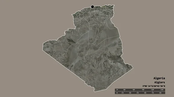 Обесцвеченная Форма Алжира Столицей Главным Региональным Делением Отделенным Районом Джижель — стоковое фото