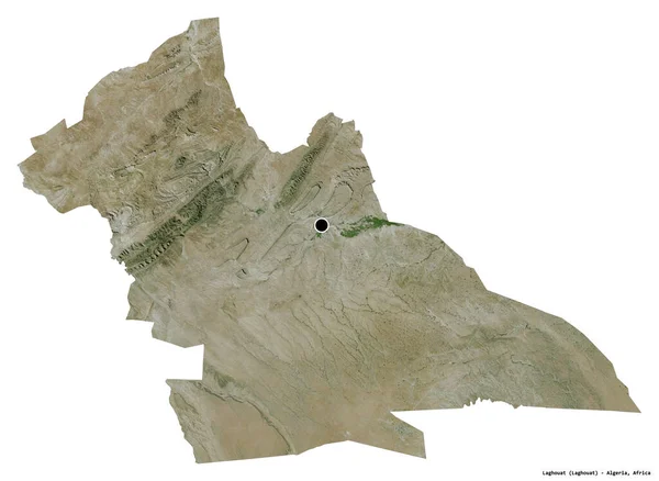 Form Laghouat Provinsen Algeriet Med Huvudstaden Isolerad Vit Bakgrund Satellitbilder — Stockfoto