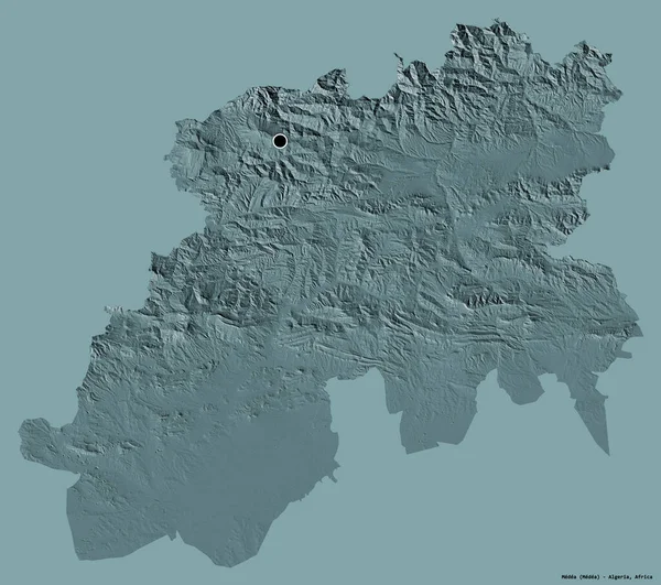 Forma Medea Provincia Algeria Con Suo Capoluogo Isolato Fondo Tinta — Foto Stock