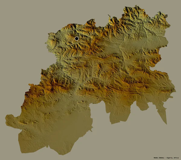 Forma Medea Provincia Argelia Con Capital Aislada Sobre Fondo Color — Foto de Stock