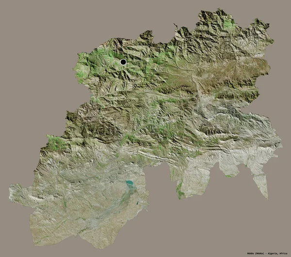 Forme Médée Province Algérie Avec Capitale Isolée Sur Fond Couleur — Photo