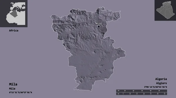 Forma Mila Provincia Argelia Capital Escala Distancia Vistas Previas Etiquetas — Foto de Stock