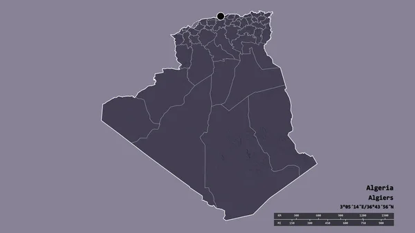 Forme Désaturée Algérie Avec Capitale Principale Division Régionale Zone Séparée — Photo