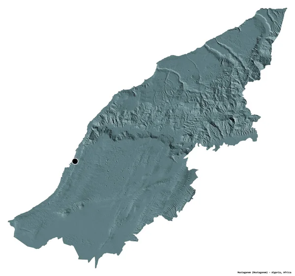 알제리의 모스타라 셰프와 수도는 배경에 고립되어 있었다 지형도 렌더링 — 스톡 사진