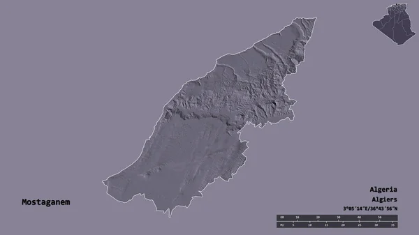 Форма Мостаганема Провинции Алжир Столицей Изолированной Прочном Фоне Дистанционный Масштаб — стоковое фото