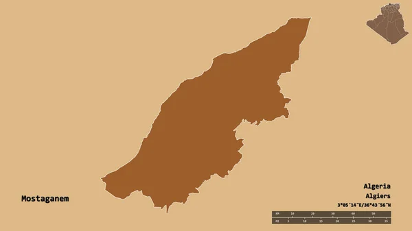 Форма Мостаганема Провинции Алжир Столицей Изолированной Прочном Фоне Дистанционный Масштаб — стоковое фото