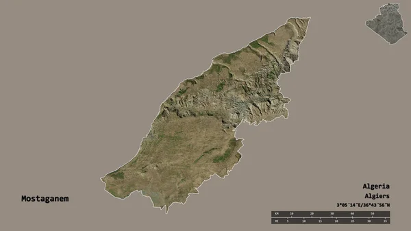 Forma Mostaganem Provincia Argelia Con Capital Aislada Sobre Fondo Sólido — Foto de Stock