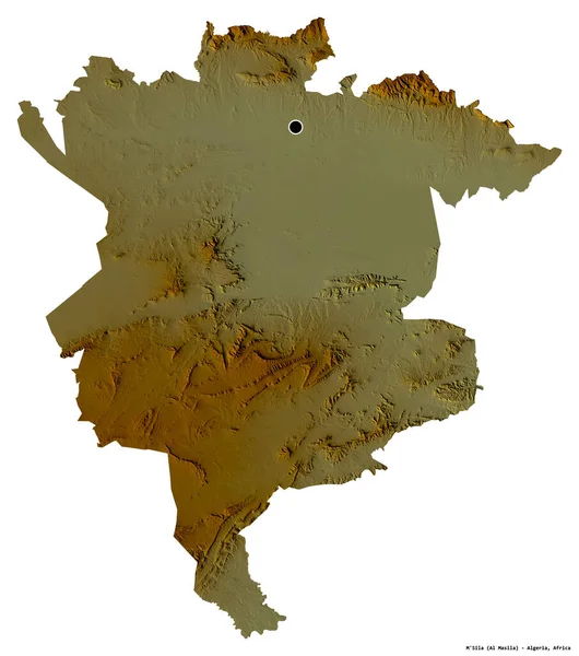 Sila Alakja Algéria Tartomány Fővárosát Fehér Háttérrel Elszigetelve Topográfiai Domborzati — Stock Fotó