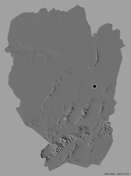 阿尔及利亚纳玛省的形状 其首都被隔离在纯色的背景下 Bilevel高程图 3D渲染 — 图库照片
