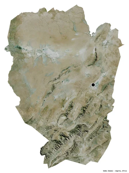 アルジェリアのナマ州の形で その首都は白い背景に隔離されています 衛星画像 3Dレンダリング — ストック写真