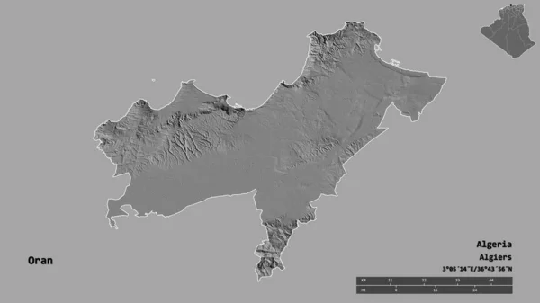 Forme Oran Province Algérie Avec Capitale Isolée Sur Fond Solide — Photo