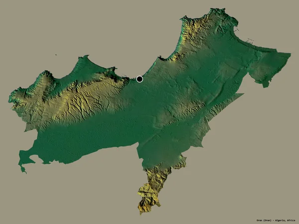 Forma Orano Provincia Algeria Con Suo Capoluogo Isolato Fondo Tinta — Foto Stock